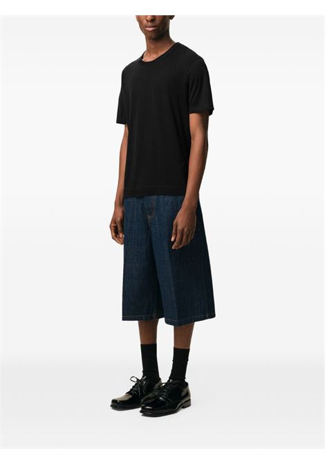 t-shirt solid mercerized uomo nera AMI PARIS | HTS367.JE0211001